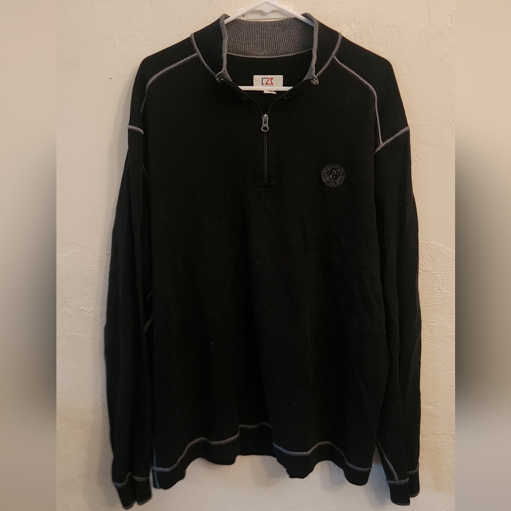 Cutter & Buck Black Zip Up Sweater with Contrast Stitching